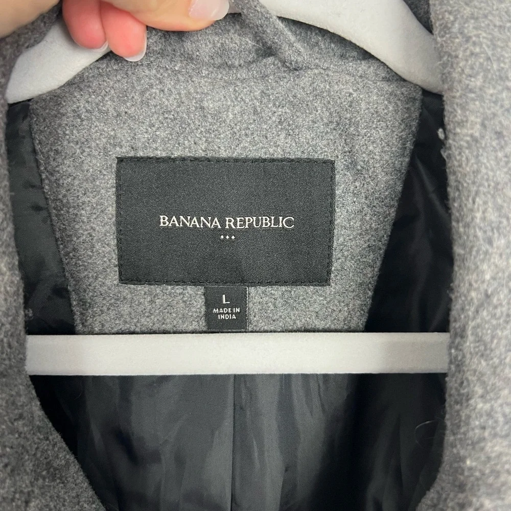 Banana Republic Wool Blend Grey Topcoat Peacoat Zipper Double Faced Coat‎ Jacket